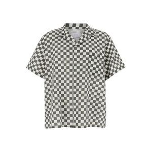Erl Men Black And White Bowling Shirt With Check Motif In Cotton And Linen Man
